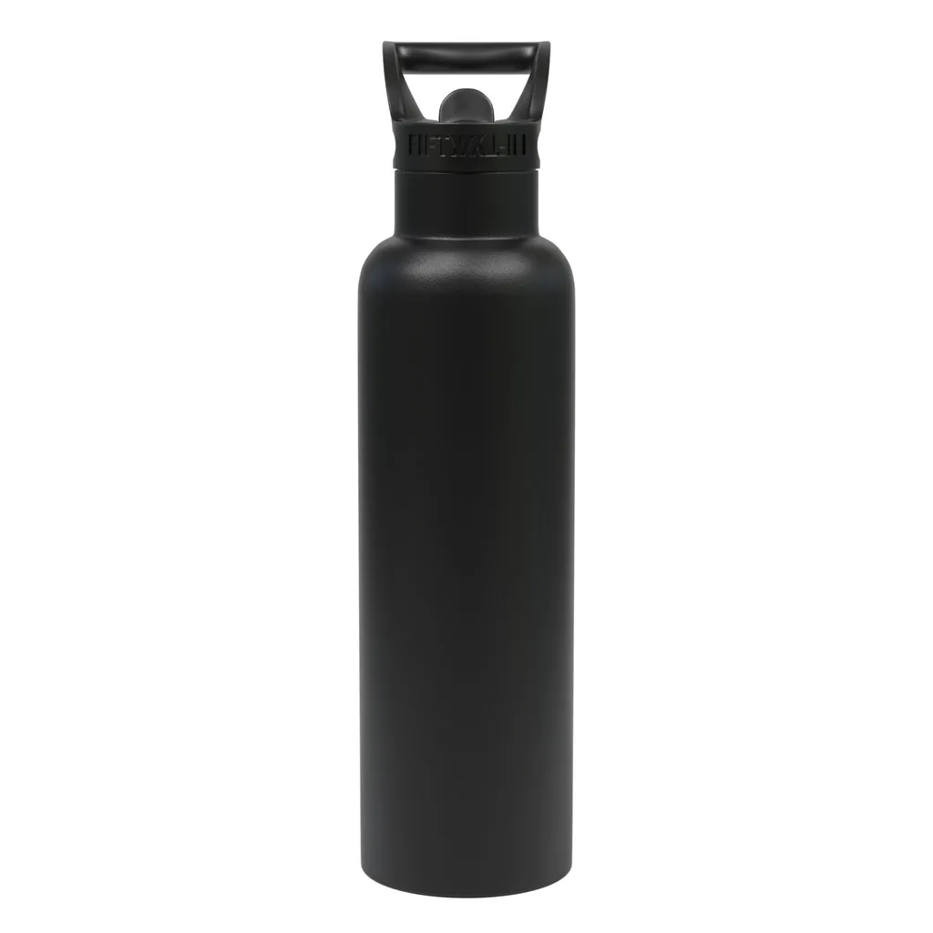 Fifty-Fifty 592233 21 Oz Vacuum Insulation Water Bottle with Straw Cap, Black