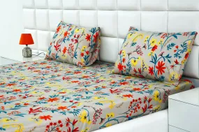 Fitted Bed Sheet-Orange Lilly