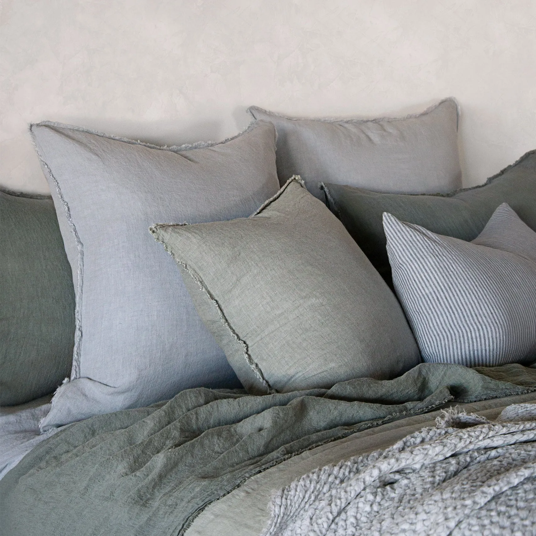 Flocca European Linen Pillowcase - Fog