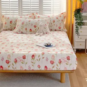 Floral Style Cotton Bed Sheet with Elastic