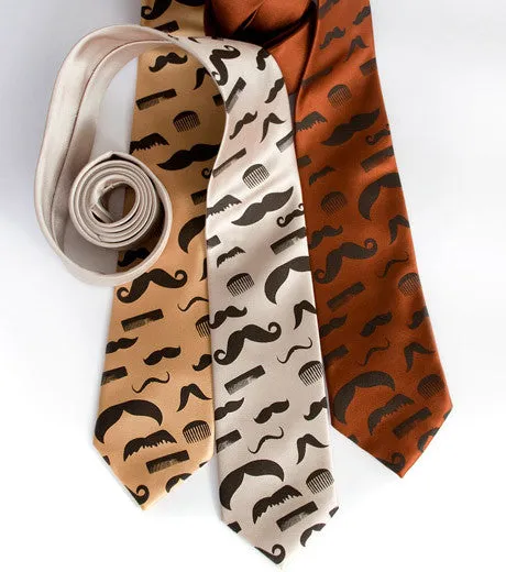 Flying Mustaches Silk Necktie