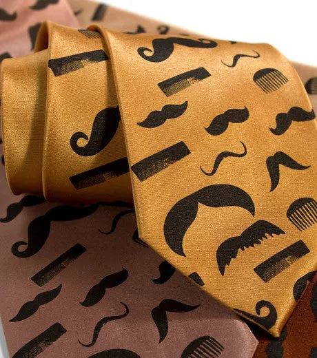 Flying Mustaches Silk Necktie