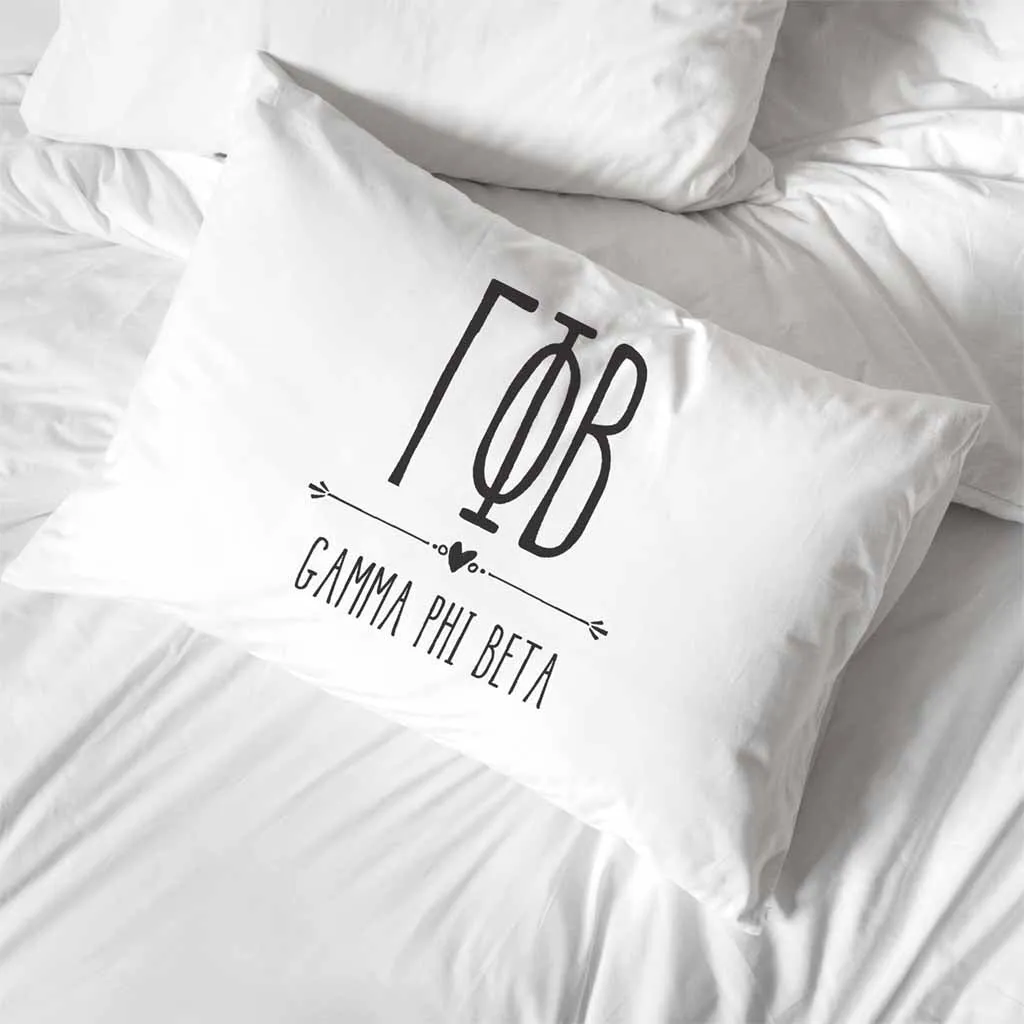 Gamma Phi Beta Boho Greek Letters and Name Pillowcase