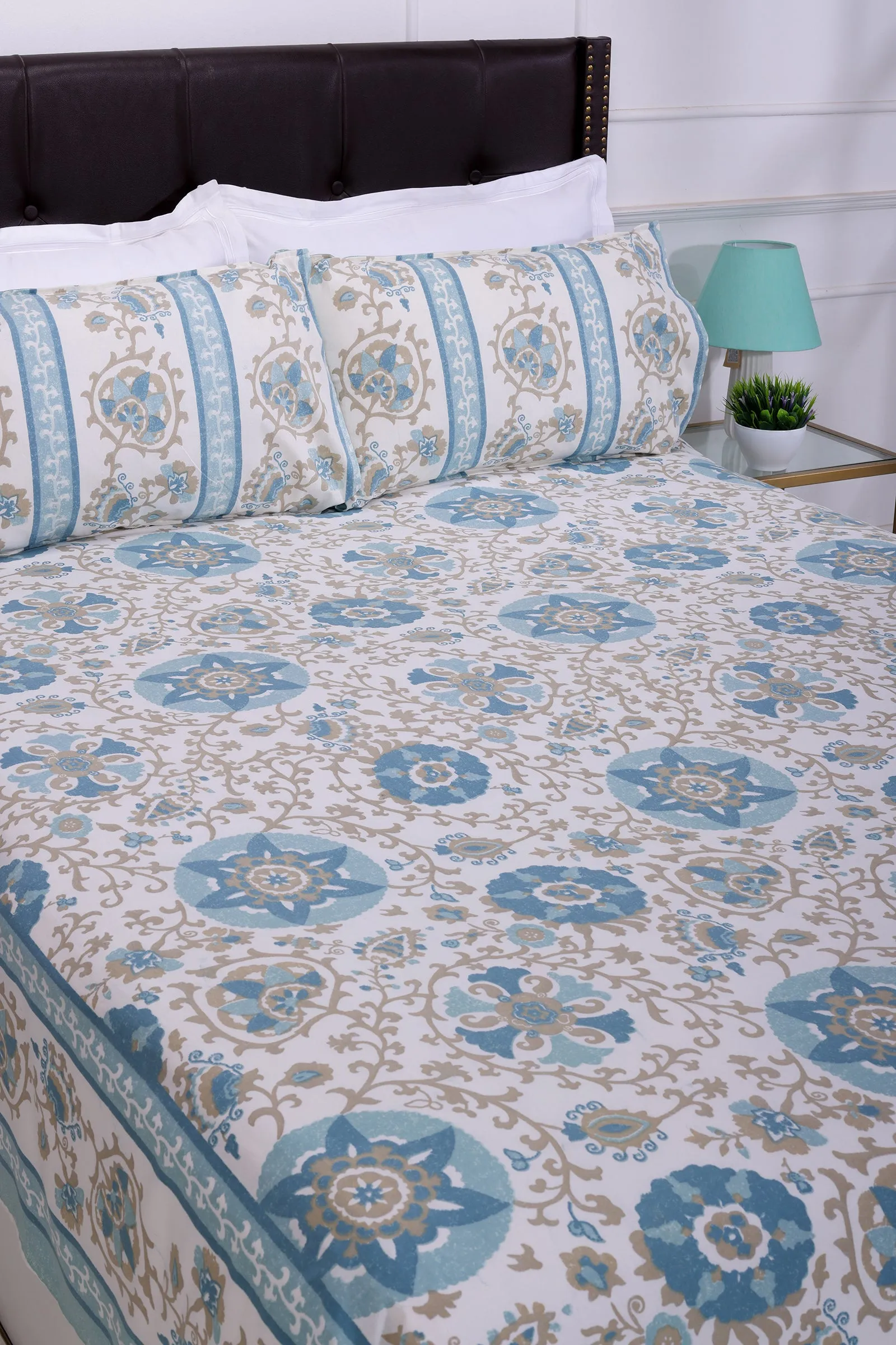 Gayatri Gaon Dalilah Blue Cotton Bedsheet