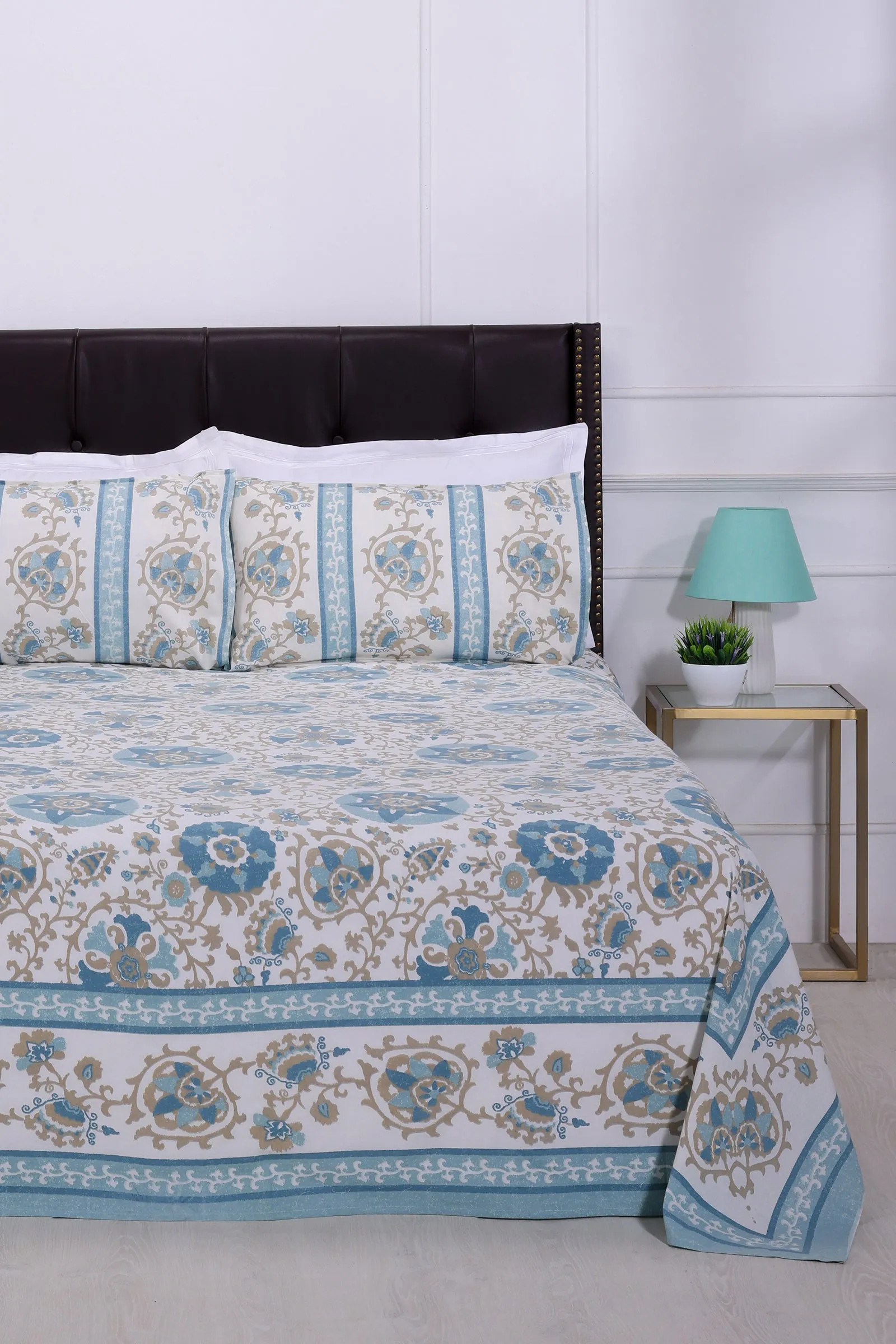 Gayatri Gaon Dalilah Blue Cotton Bedsheet