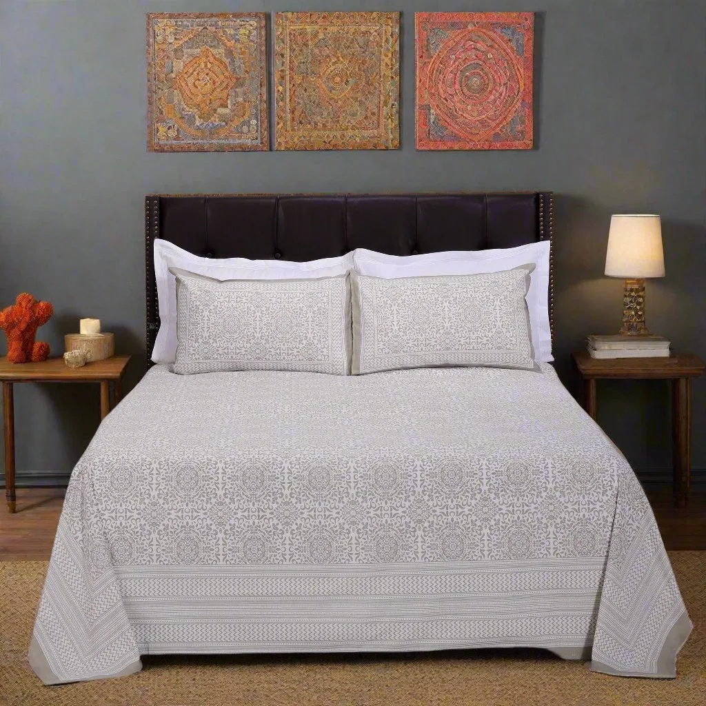 Gayatri Geo Artland Dark Beige Cotton Bedsheet