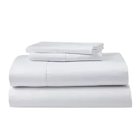 GhostBed Queen Cooling Supima Cotton and Tencel Luxury Sheet Set - Wrinkle Resistant with Deep Pockets, 4 Piece, White