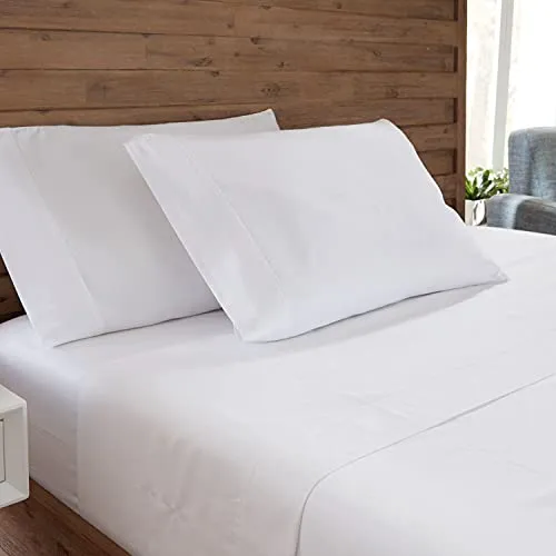 GhostBed Queen Cooling Supima Cotton and Tencel Luxury Sheet Set - Wrinkle Resistant with Deep Pockets, 4 Piece, White