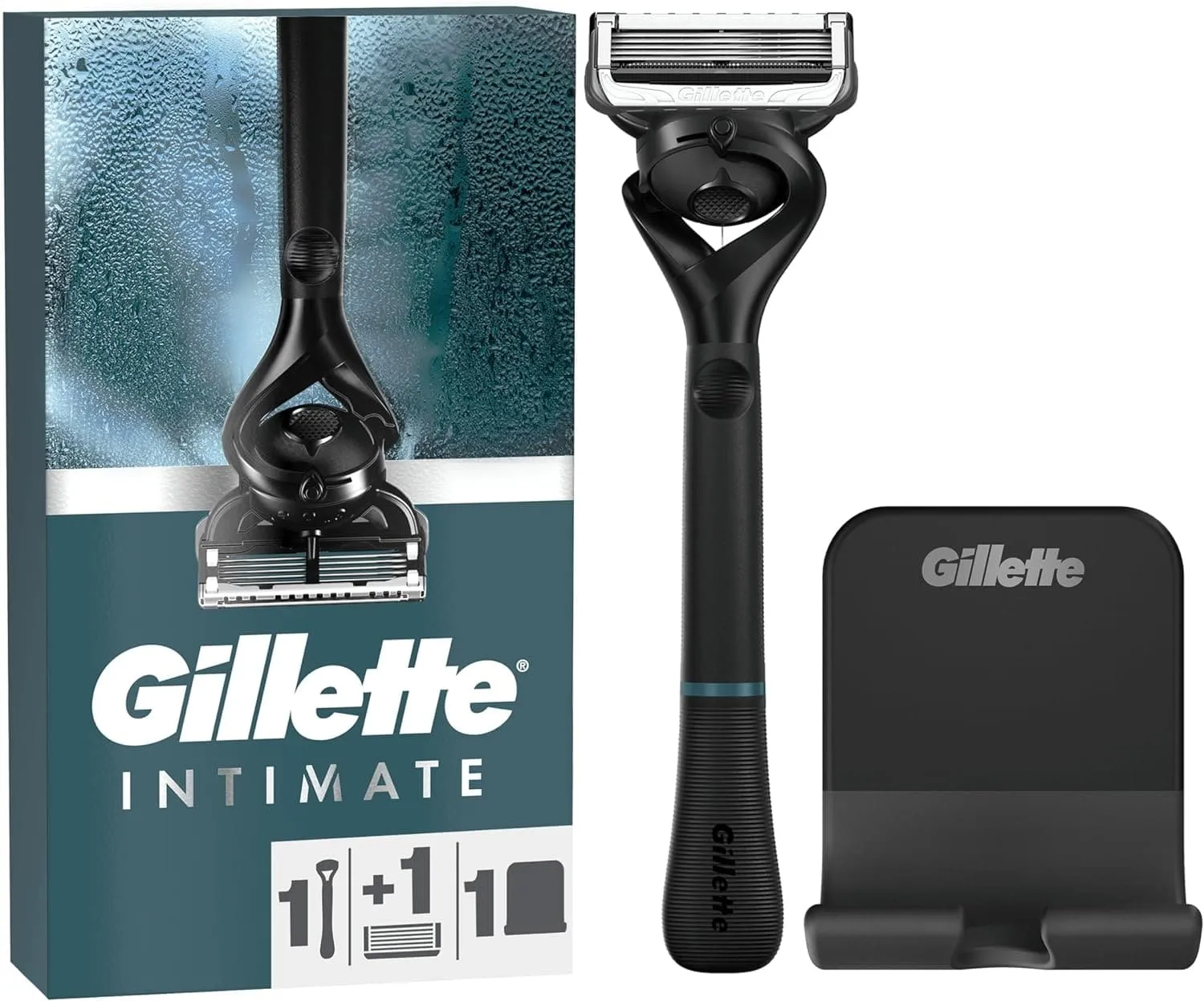 Gillette Intimate Razor for Men, Razor for Pubic Hair, Gentle and Easy to Use, 1 Handle   1 Razor Blade Refill