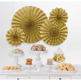 Gold Glitter Fans Hanging Decorations 4pk