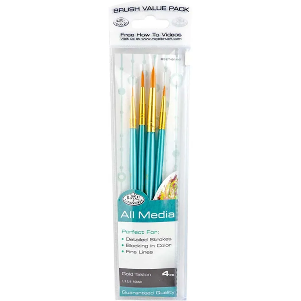 Gold Taklon Brush Set Value Pack 4pc