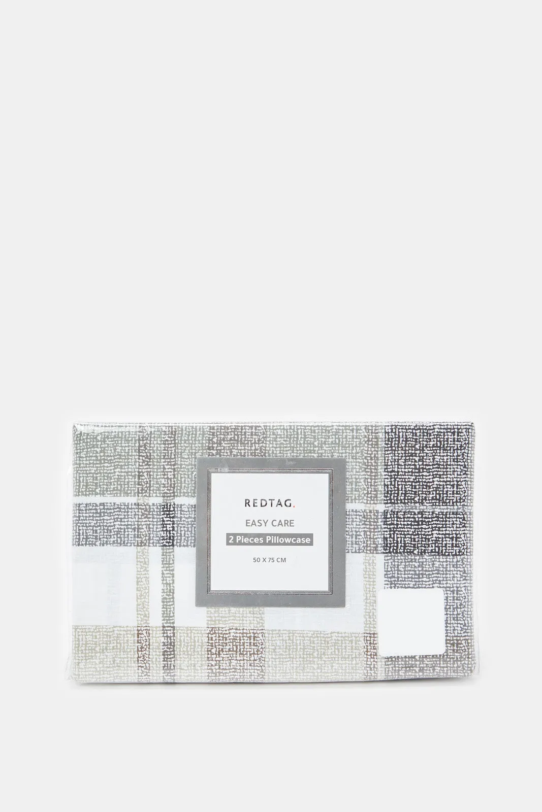 Grey Check Printed Pillowcase Set (2 Piece)