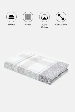 Grey Check Printed Pillowcase Set (2 Piece)