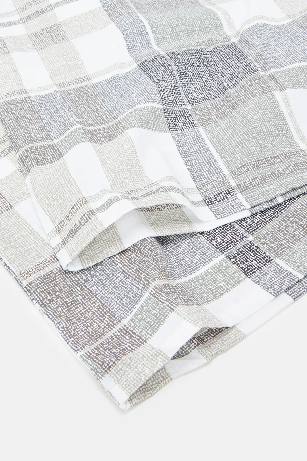 Grey Check Printed Pillowcase Set (2 Piece)