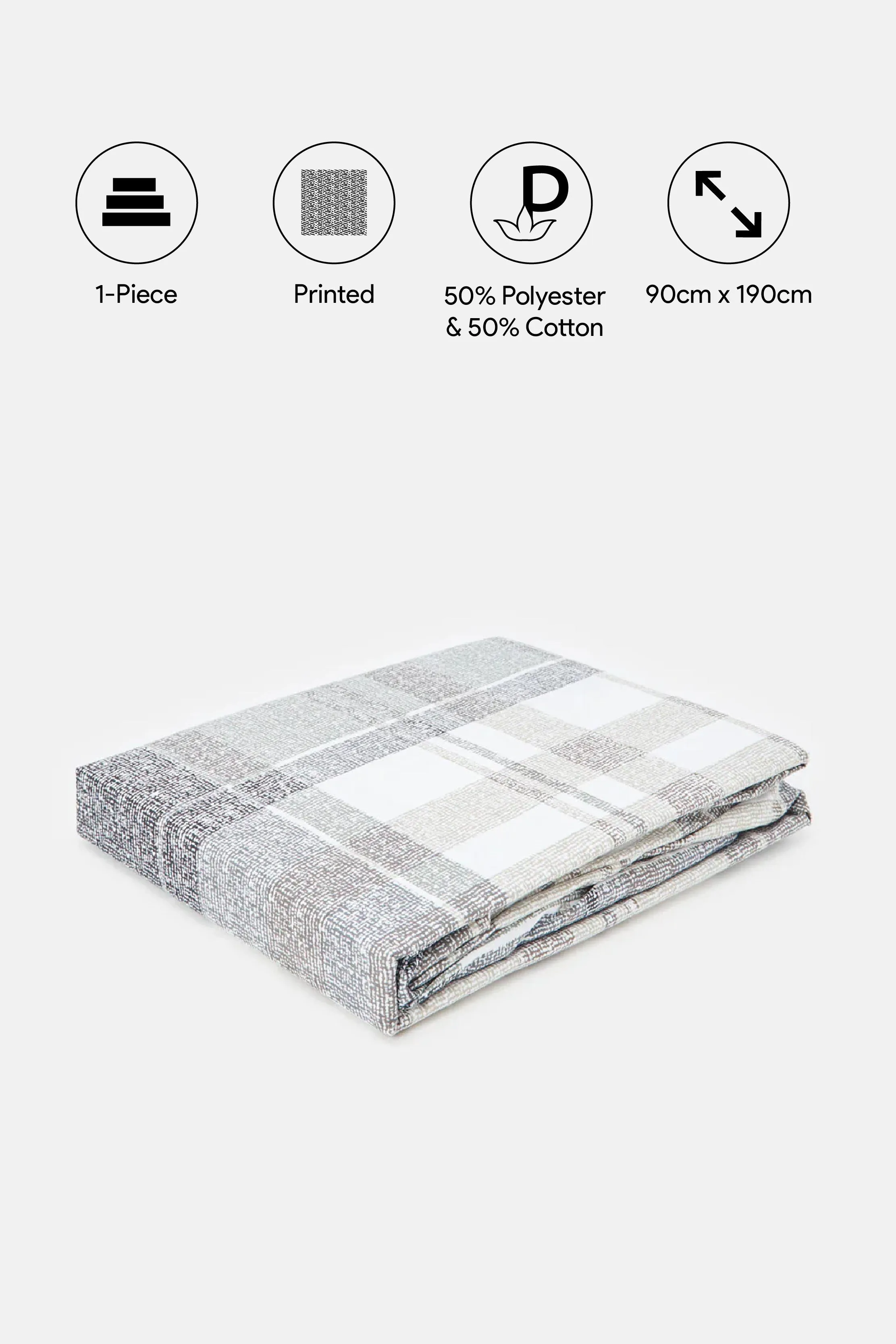 Grey Checkered Fitted Sheet (Single Size)