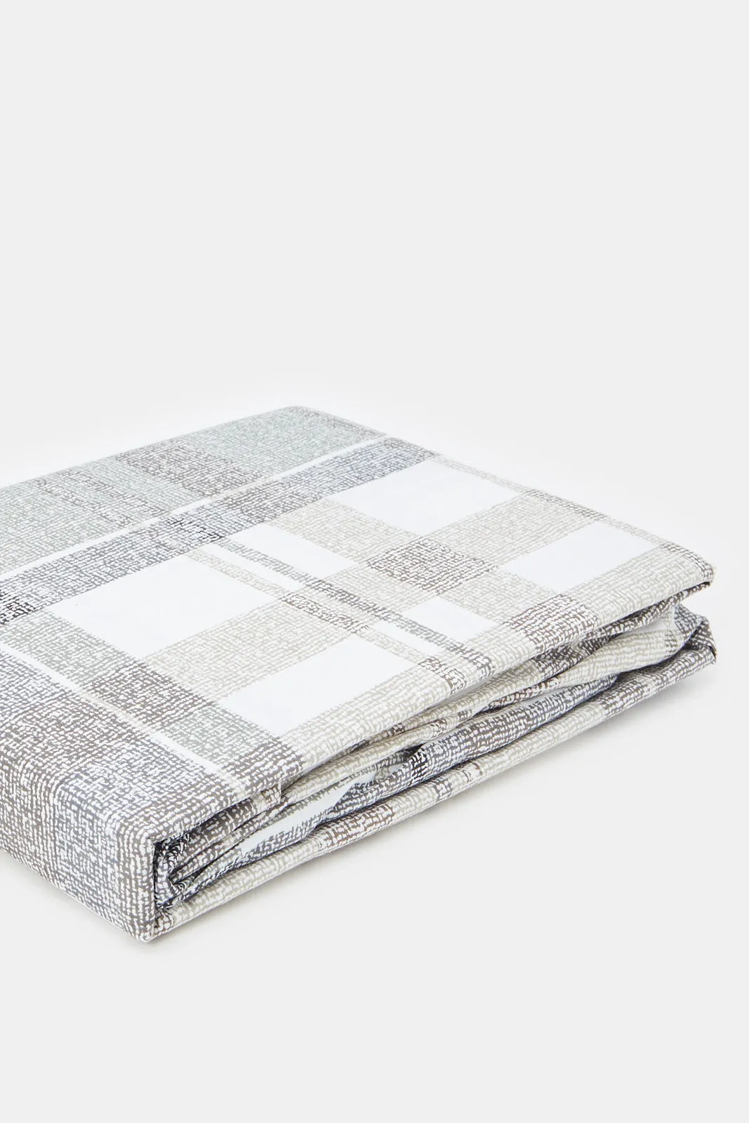 Grey Checkered Fitted Sheet (Single Size)