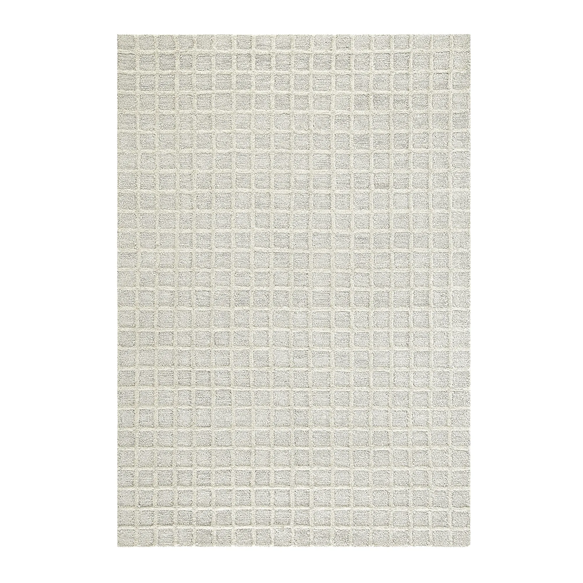 Harlem Cream Wool and Jute Checkered Hand Tufted Rectangular Rug