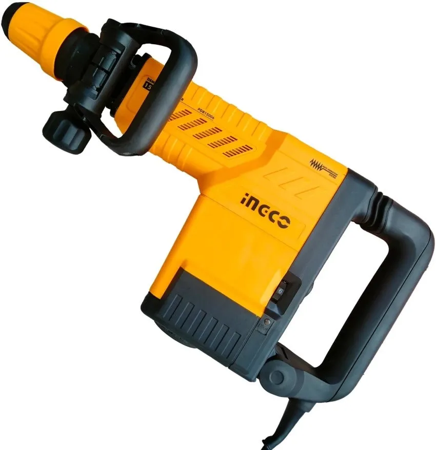 Homdum 11kg Demolition Hammer PDB15006 INGCO 1500W 6-25J Jack Hammer Breaker 11E with 2 Chisels Heavy Duty Concrete Breaker Anti Vibration System.