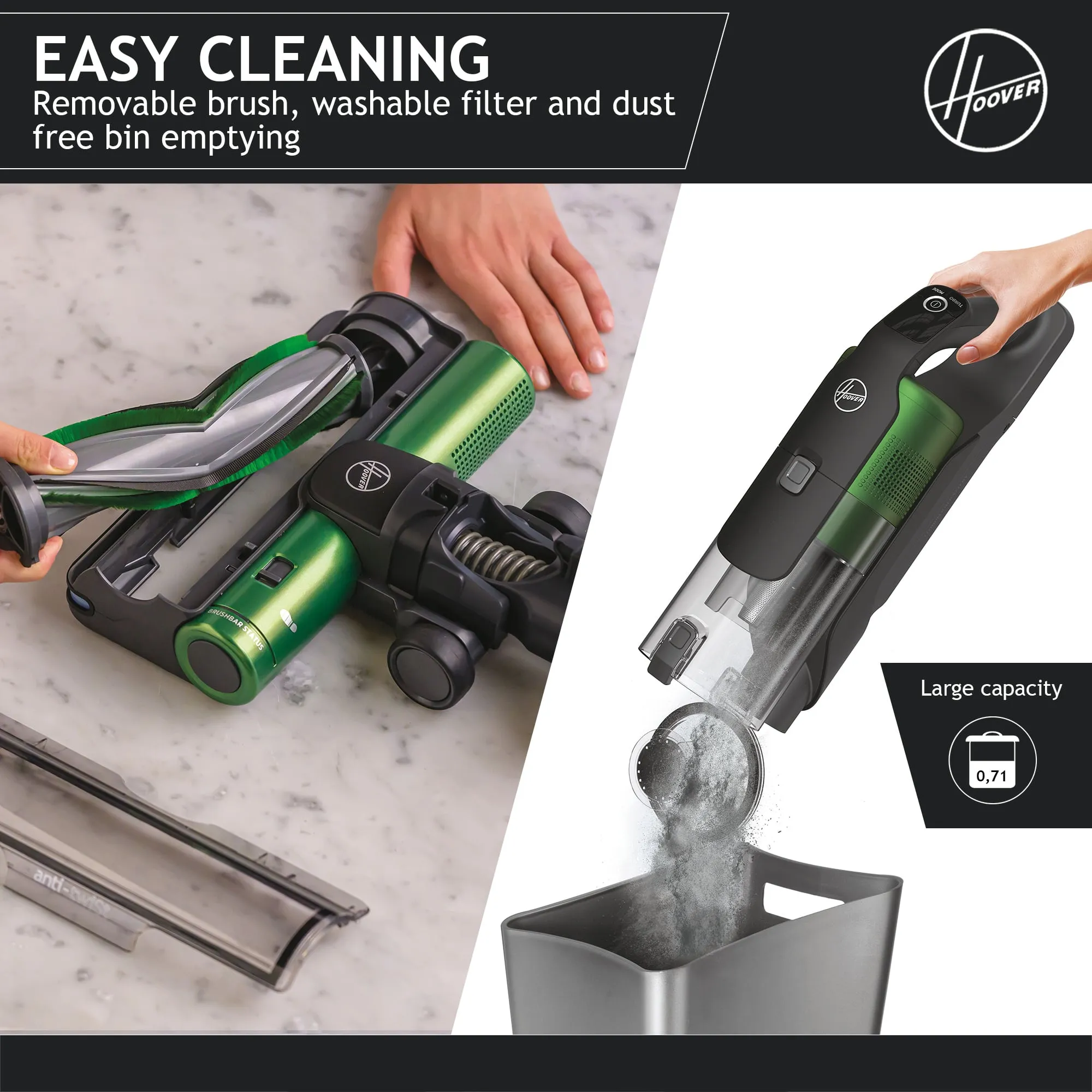 Hoover Cordless Vacuum Cleaner With Anti Hair Wrap (Double Battery), Green - HF9