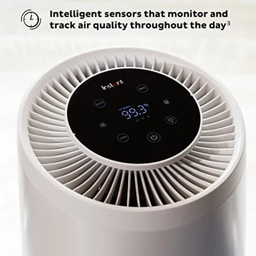 Instant HEPA Quiet Air Purifier, From the Makers of Instant Pot with Plasma Ion Technology for Rooms up to 1,940ft2, removes 99% of Dust, Smoke, Odors, Pollen & Pet Hair, for Bedrooms, Offices, Pearl