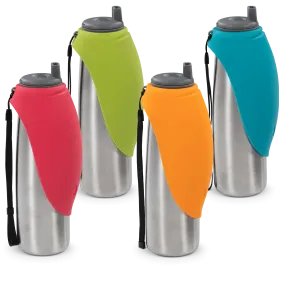 Insulated Double Wall Dog Travel Water Bottle with flip up bowl