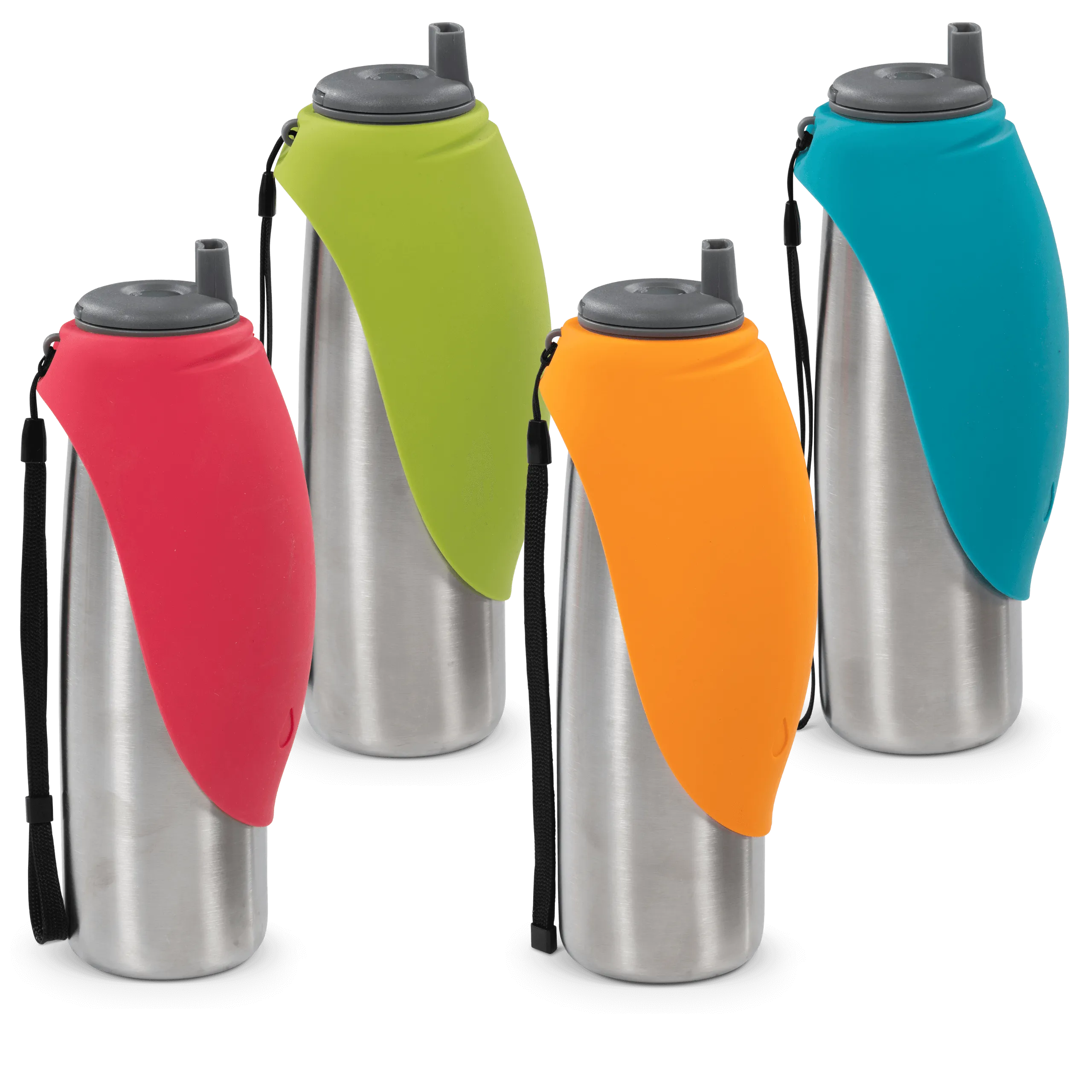 Insulated Double Wall Dog Travel Water Bottle with flip up bowl