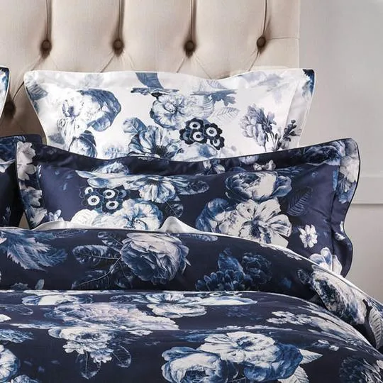 Jardin Navy Quilt Cover Set by GRACE Linen House