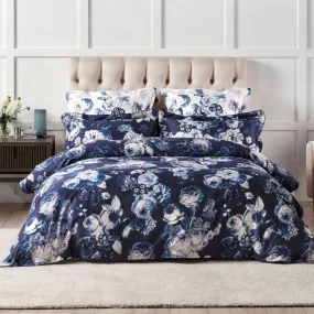 Jardin Navy Quilt Cover Set by GRACE Linen House