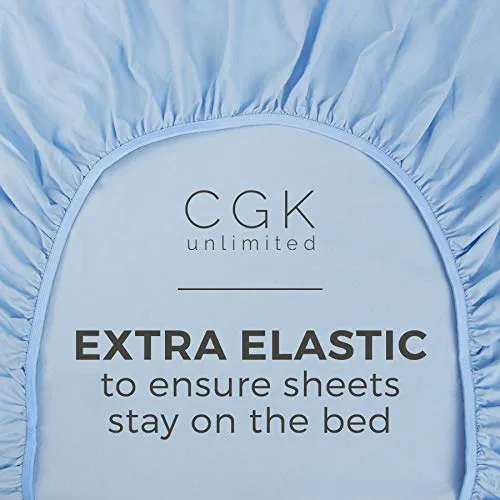 King Fitted Sheet - Single Fitted Deep Pocket Sheet - Fits Mattress Perfectly - Soft Wrinkle Free Sheet - 1 Fitted Sheet Only - Light Blue