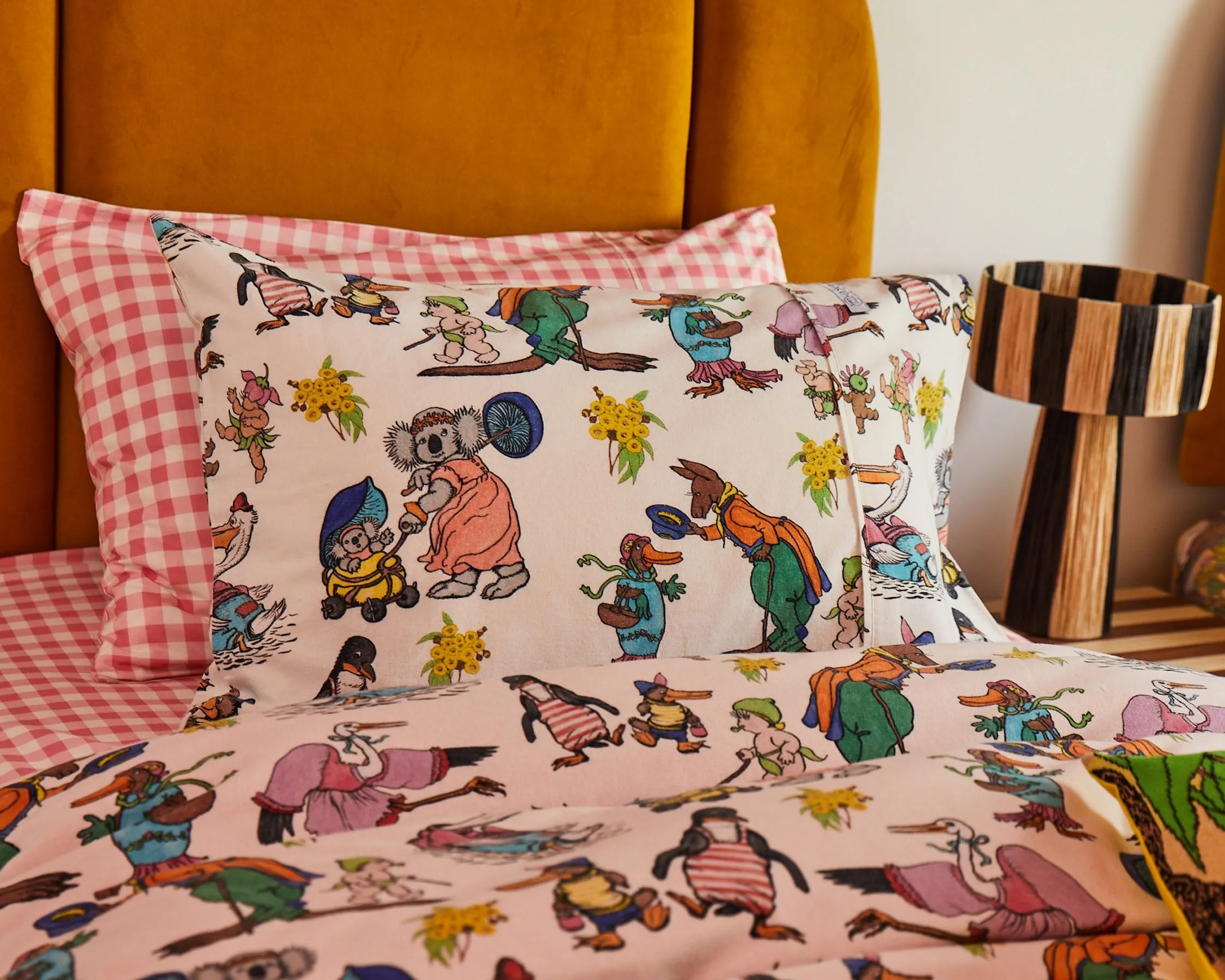 Kip&Co x May Gibbs Out and About Flannelette Pillowcase