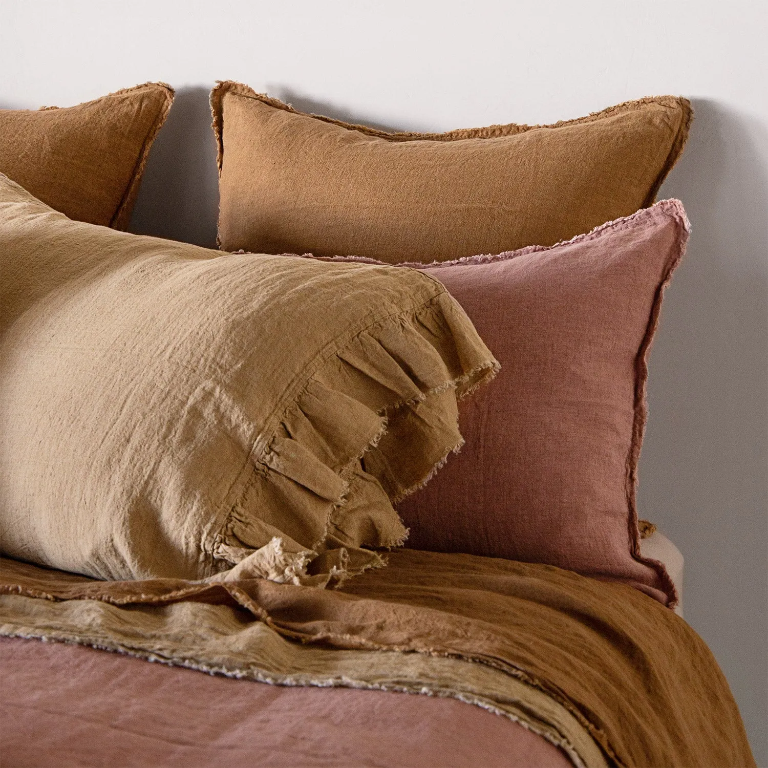 Kristine Linen Pillowcase - Carmel