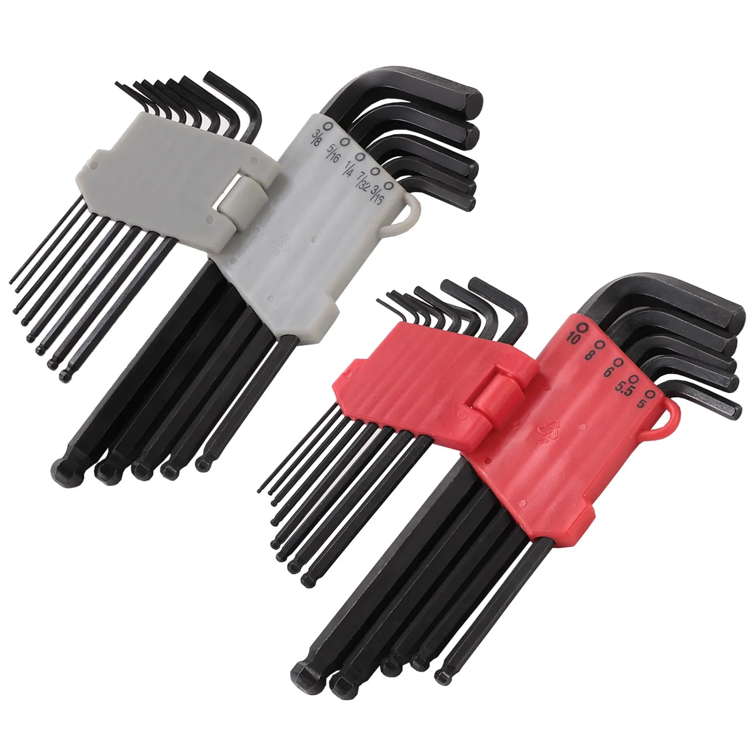 Kuber Industries Hex Key Allen Wrench Set with Ball End|Industrial Grade Allen Wrench Set|Bonus Free Strength Helping T-Handle 26" Piece Set (Black) (Pack Of 5)