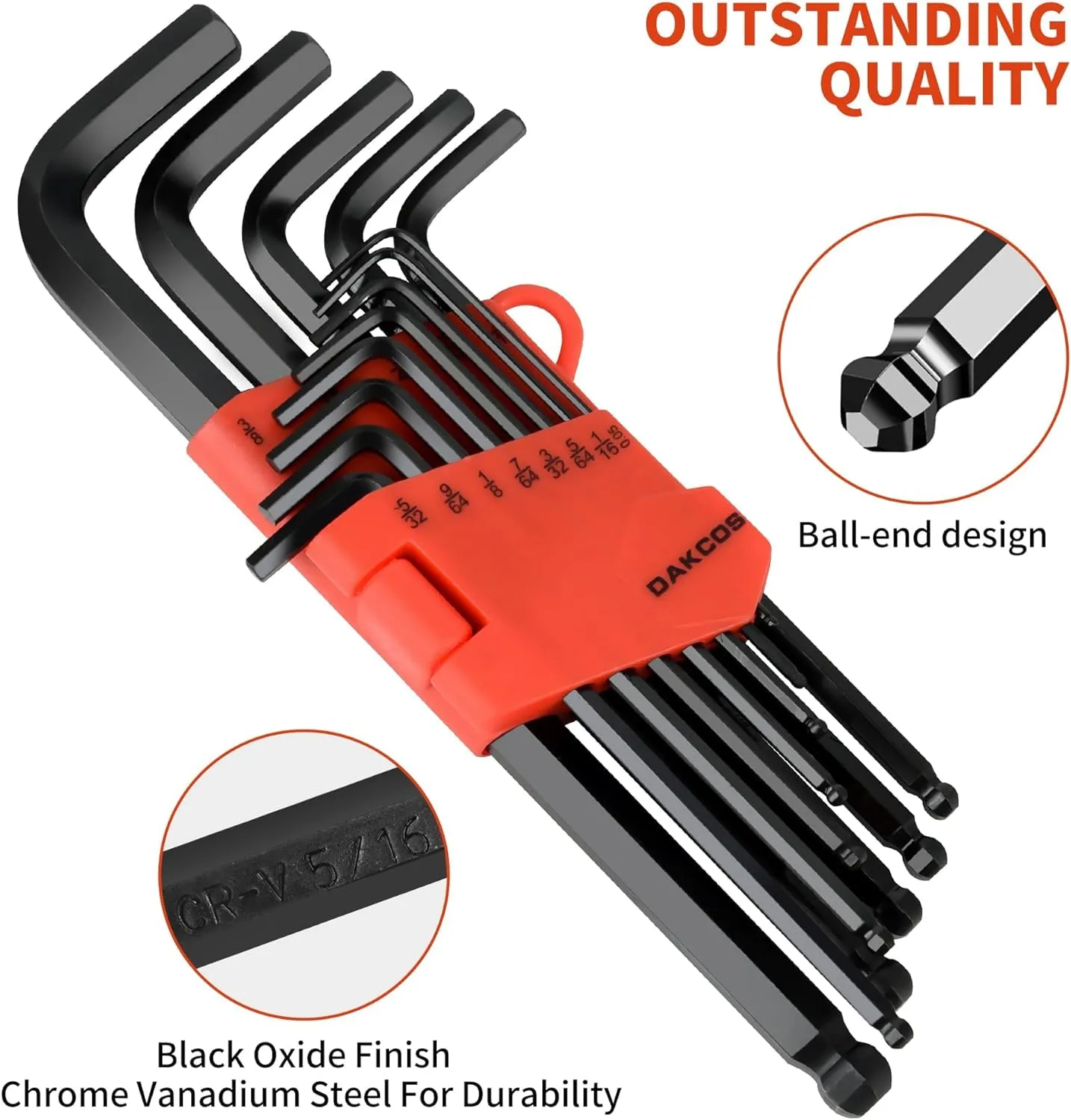 Kuber Industries Hex Key Allen Wrench Set with Ball End|Industrial Grade Allen Wrench Set|Bonus Free Strength Helping T-Handle 26" Piece Set (Black) (Pack Of 5)