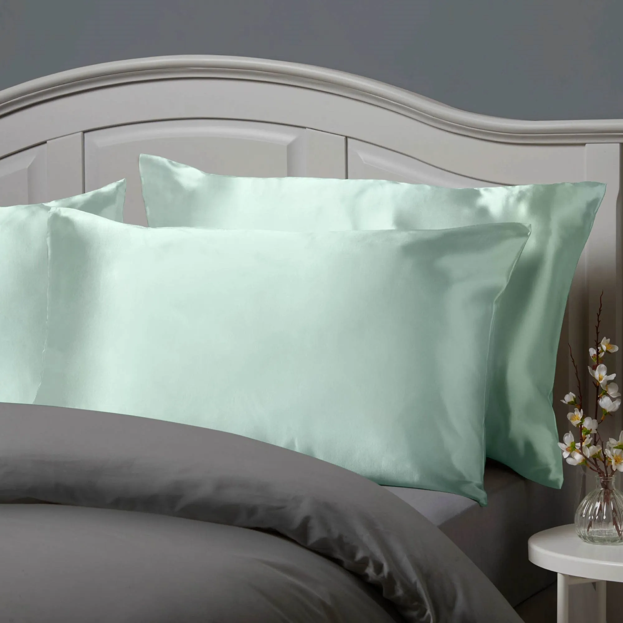 Lewis's Satin Feel 2 Pack Pillowcases - Blue