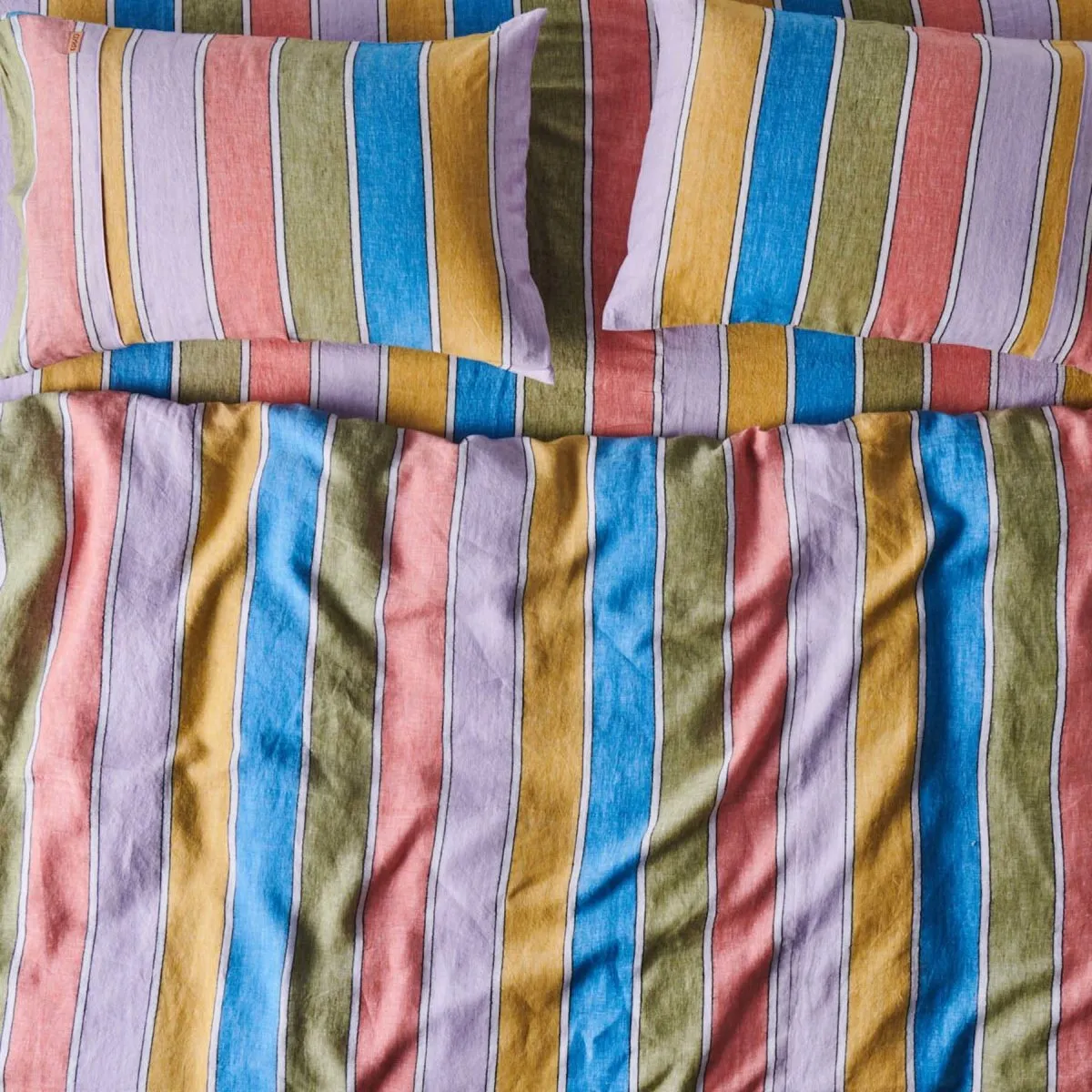 Majorca Stripe Woven Linen Pillowcases 2P Std Set