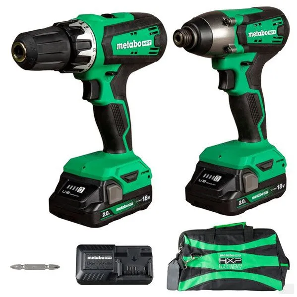 Metabo HPT Metabo HPT 18 V Cordless Hammer Drill and Impact Driver Combo KC18DFXM