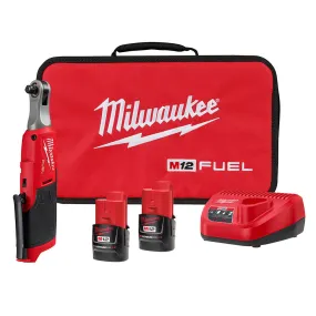 Milwaukee 2567-22 M12 FUEL Lithium-Ion Brushless Cordless 3/8" High Speed Ratchet Kit, 2.0 Ah