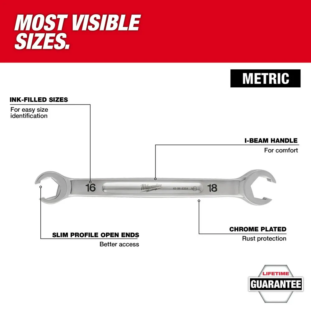 Milwaukee 48-22-9471 6pc Double End Flare Nut Wrench Set - Metric