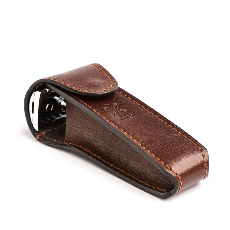 MUHLE Travel Brown Leather Pouch for Safety Razor