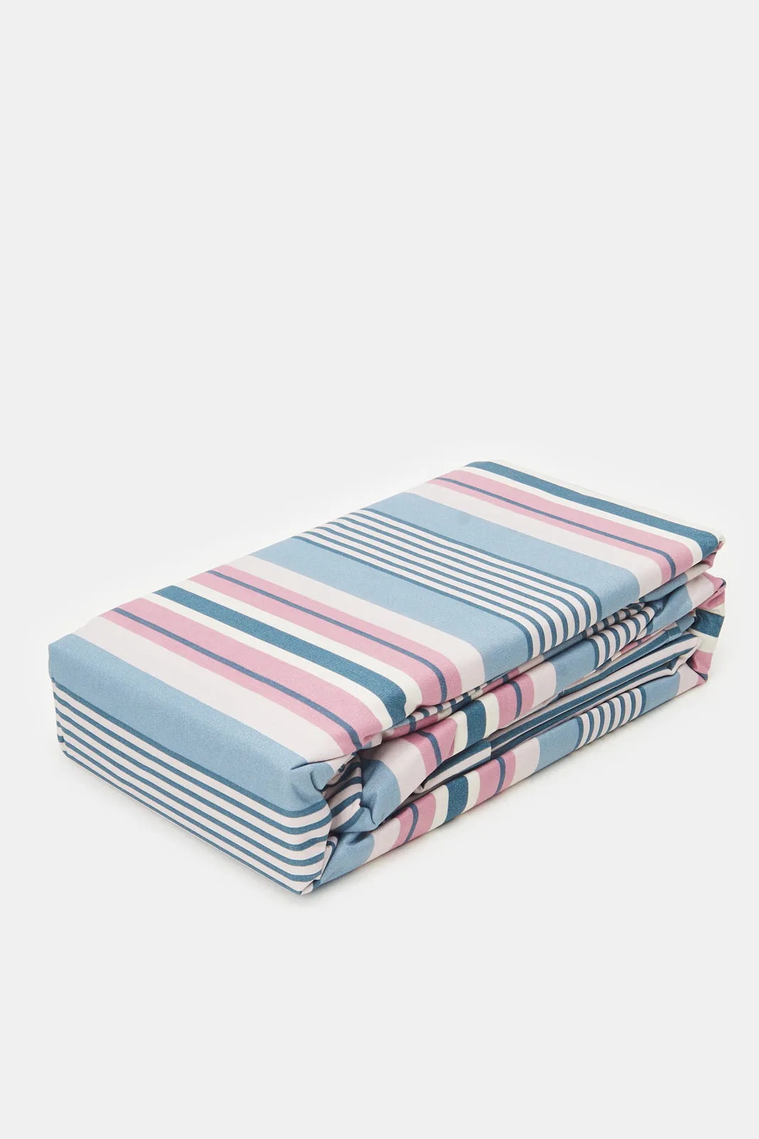 Multicolour Striped 3-Piece Flat Sheet (King Size)