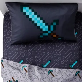 New - Minecraft 4pc Full Sheet Set Gray