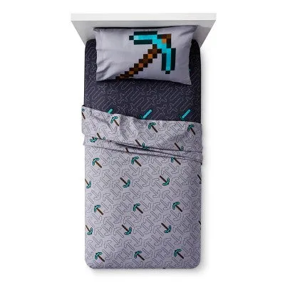 New - Minecraft 4pc Full Sheet Set Gray