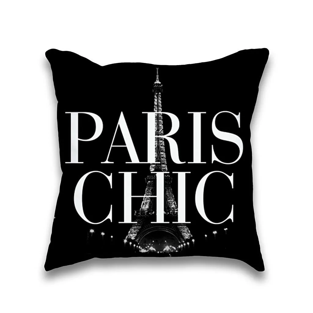 Paris Chic Eiffel Tower Print Throw Pillow