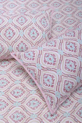 Parvati Damask Jaal Pink Cotton Percale Bedsheet