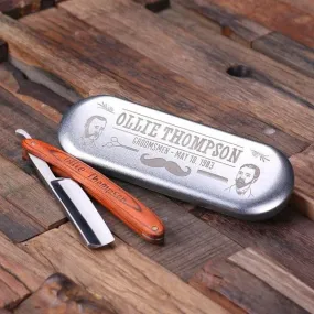 Personalised Straight Razor Blade with Tin