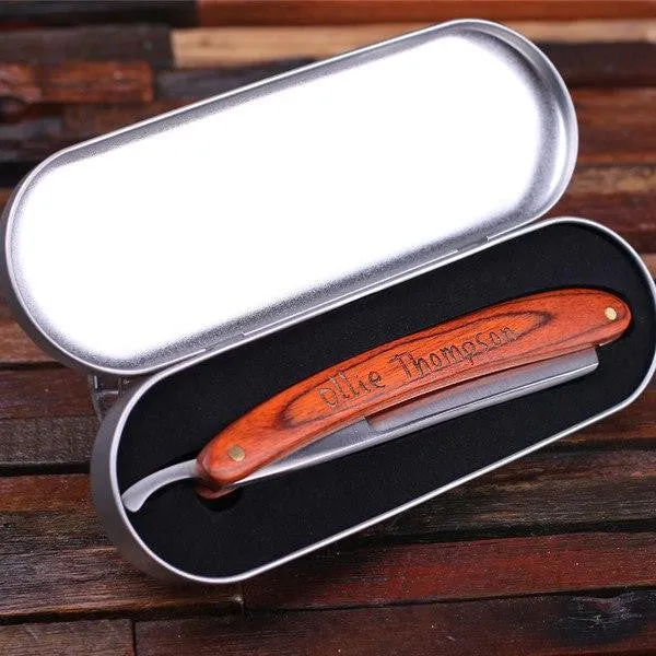 Personalised Straight Razor Blade with Tin