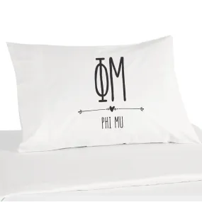 Phi Mu Boho Greek Letters and Name Pillowcase