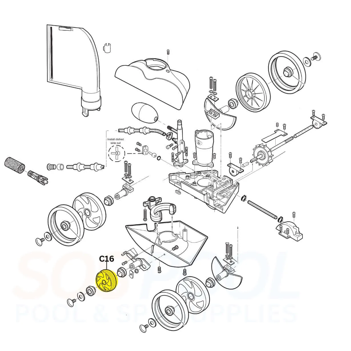 Polaris Small Wheel For Vac-Sweep 180 and 280 Cleaners | C16