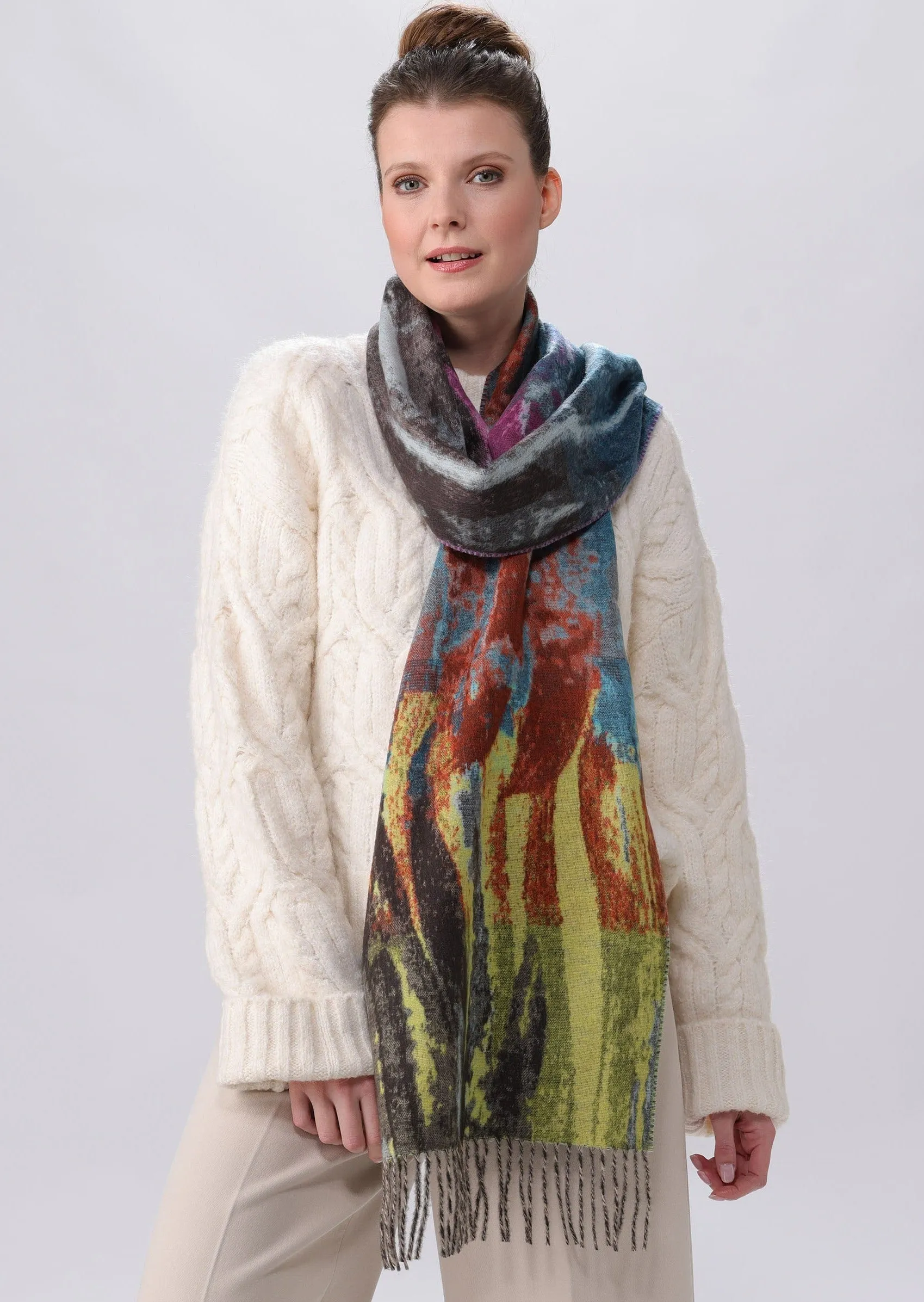 Rainbow Brushes Scarf - Petrol