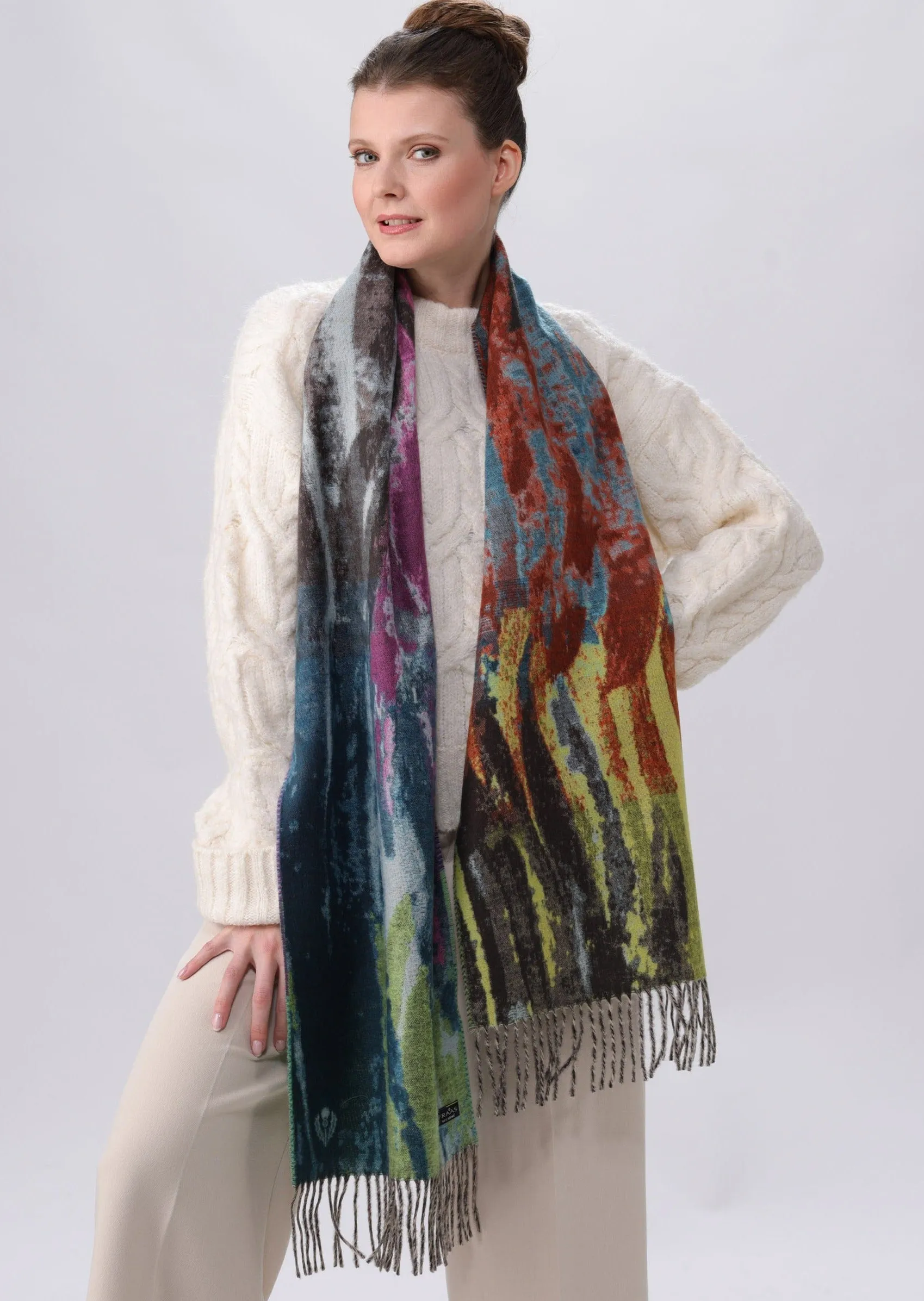 Rainbow Brushes Scarf - Petrol